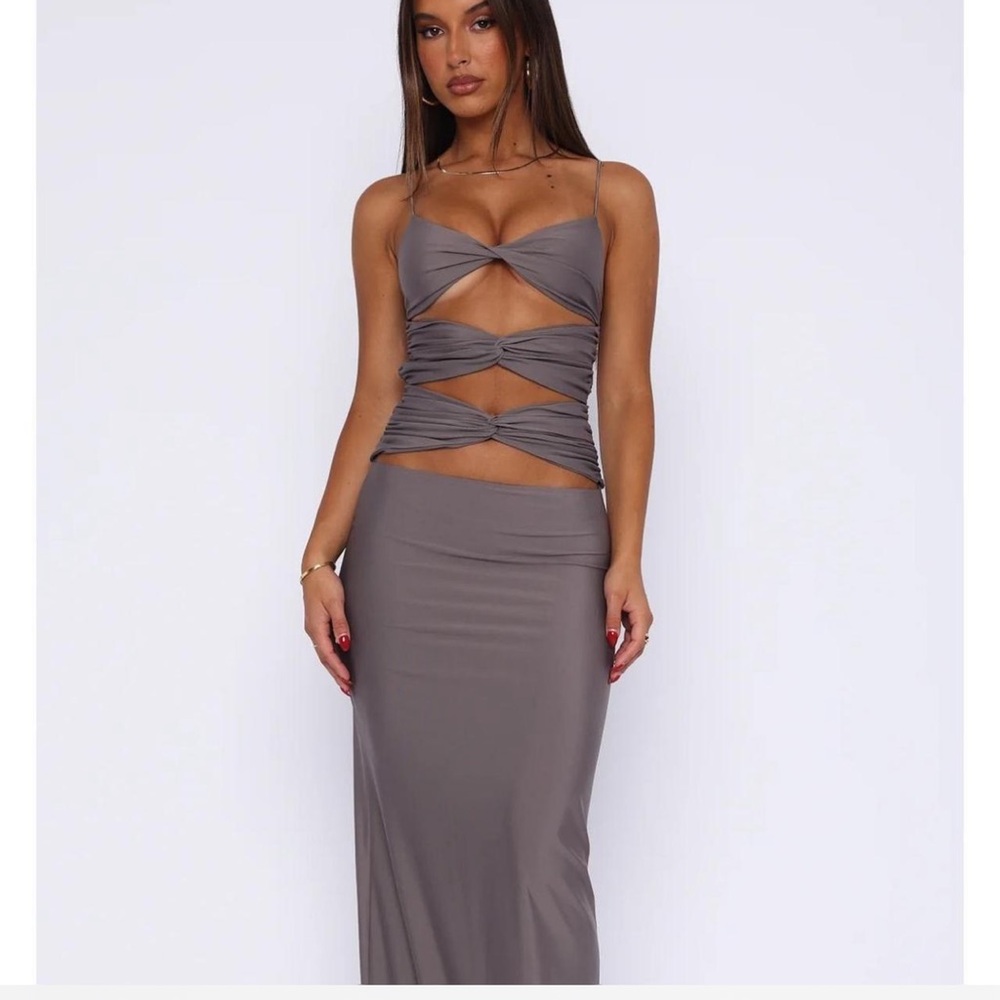White fox maxi cutout dress